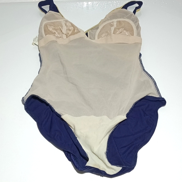 Longitude One Piece Swimsuit Dark Blue & Yellow Swimwear for Women Size S. - Picture 12 of 15